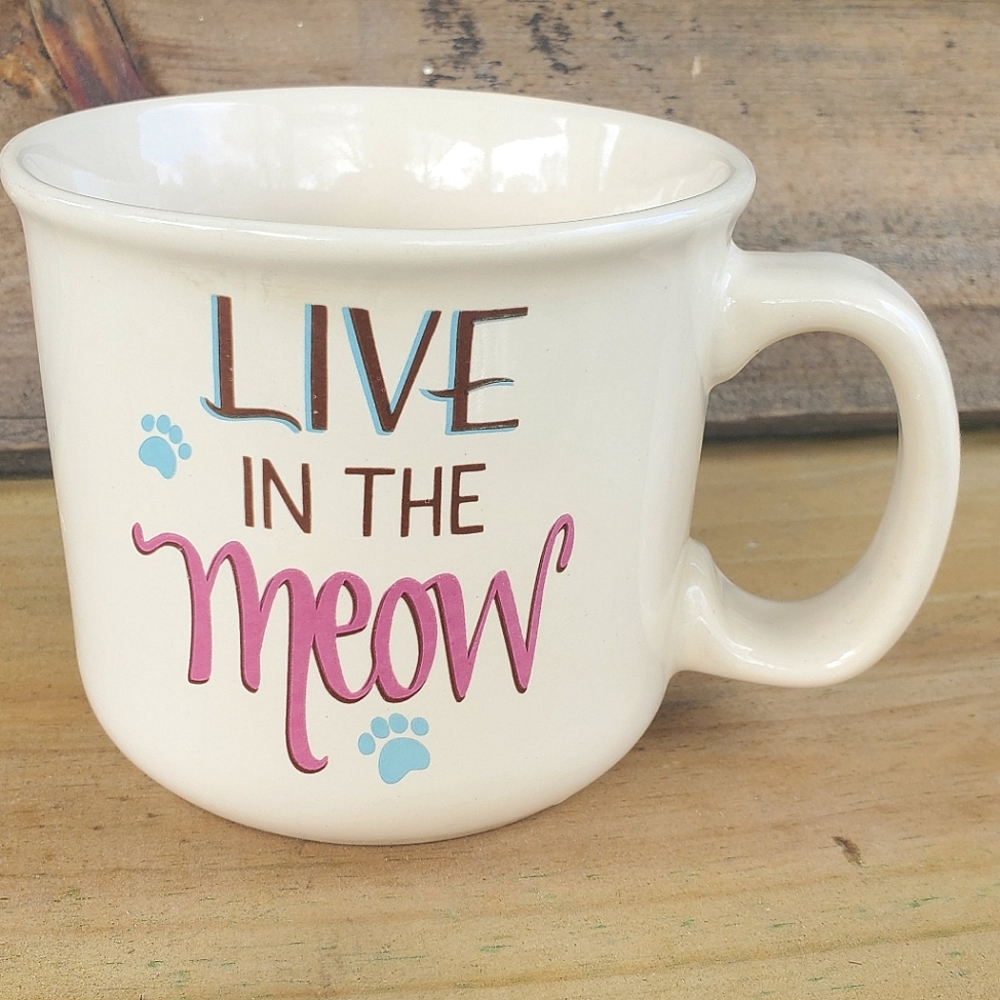 Live in the Meow cat coffee or tea mug